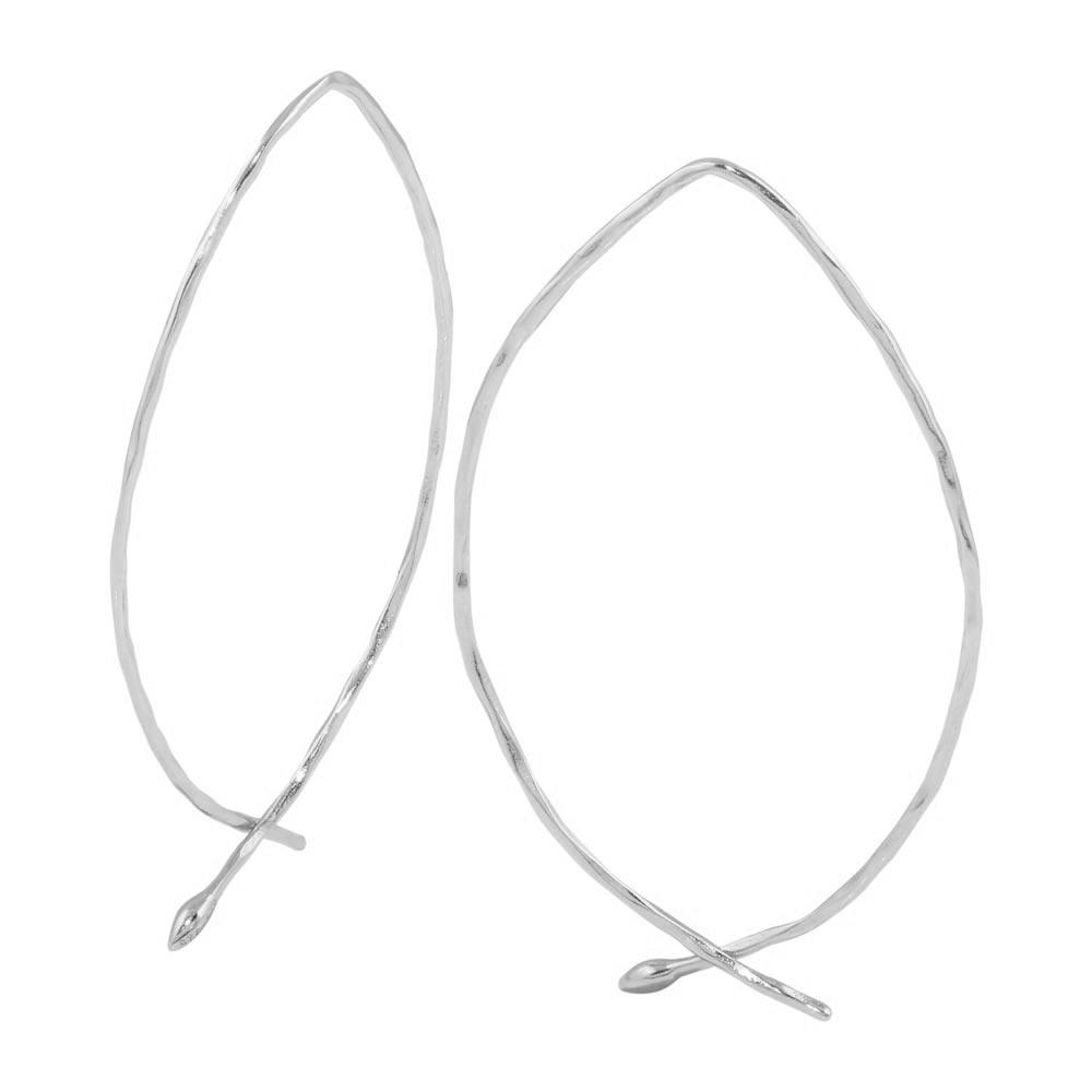 Rhodium Plated 925 Sterling Silver Pull-Through Earrings - STE01103