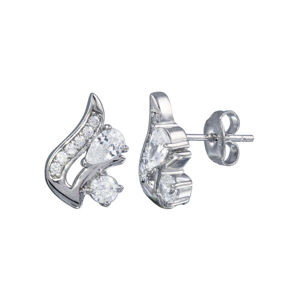 Rhodium Plated 925 Sterling Silver Squirrel CZ Stud Earring - STE01222