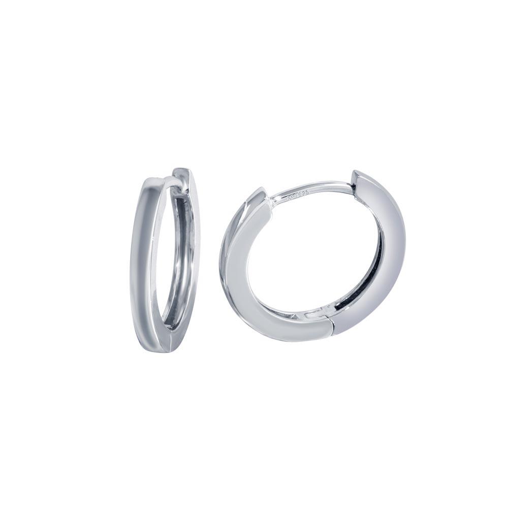 Rhodium Plated 925 Sterling Silver huggie hoop Earring - STE01298-RH