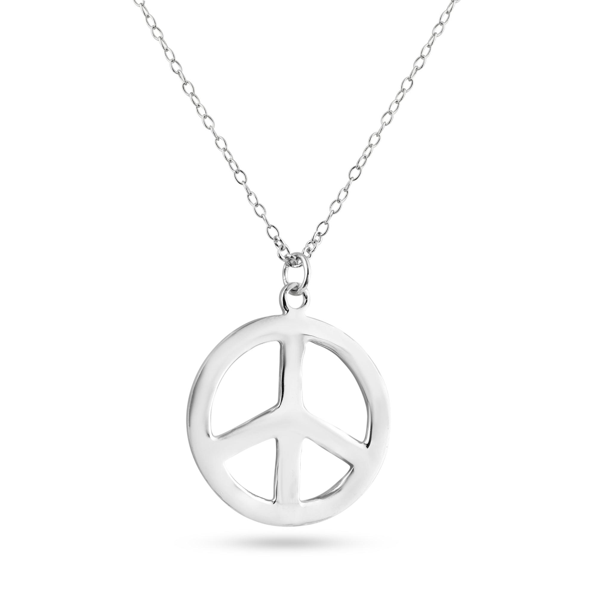 Closeout-Silver 925 Rhodium Plated Peace Pendant Necklace - STP00860