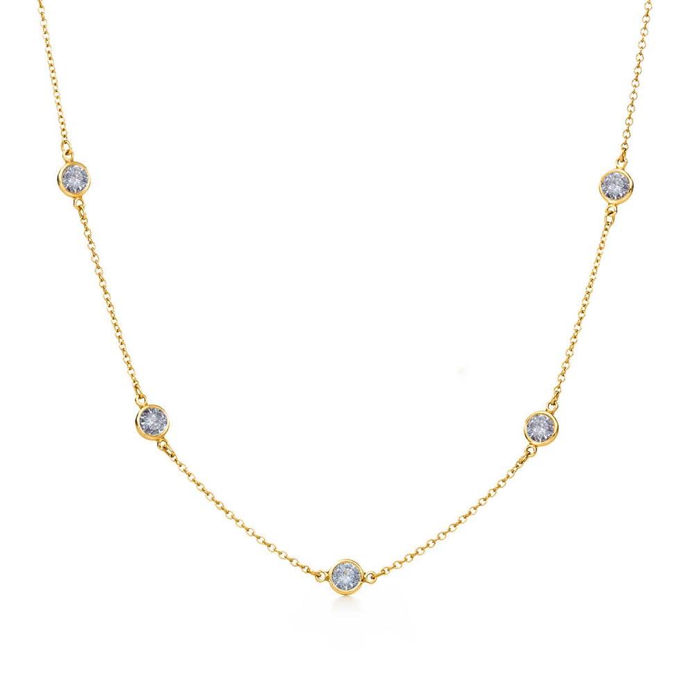 Gold Plated 925 Sterling Silver Chain Necklace with CZ - STP00863GP