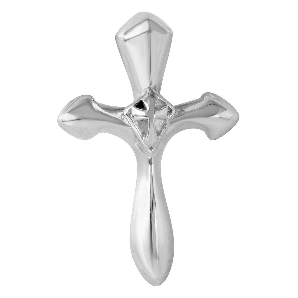 Silver 925 Small Beveled Double Cross Shaped Pendant - STP01108