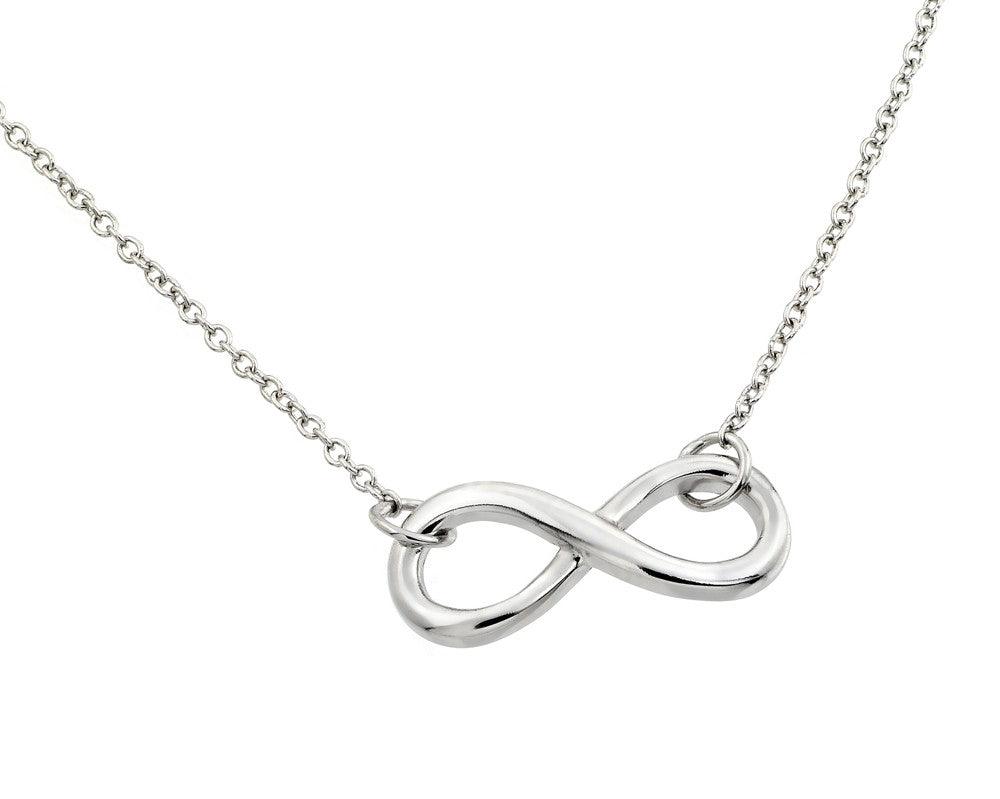 Silver 925 Rhodium Plated Infinity Pendant Necklace - STP01373