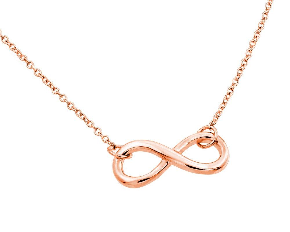 Silver 925 Rose Gold Plated Clear CZ Infinity Pendant Necklace - STP01373RGP