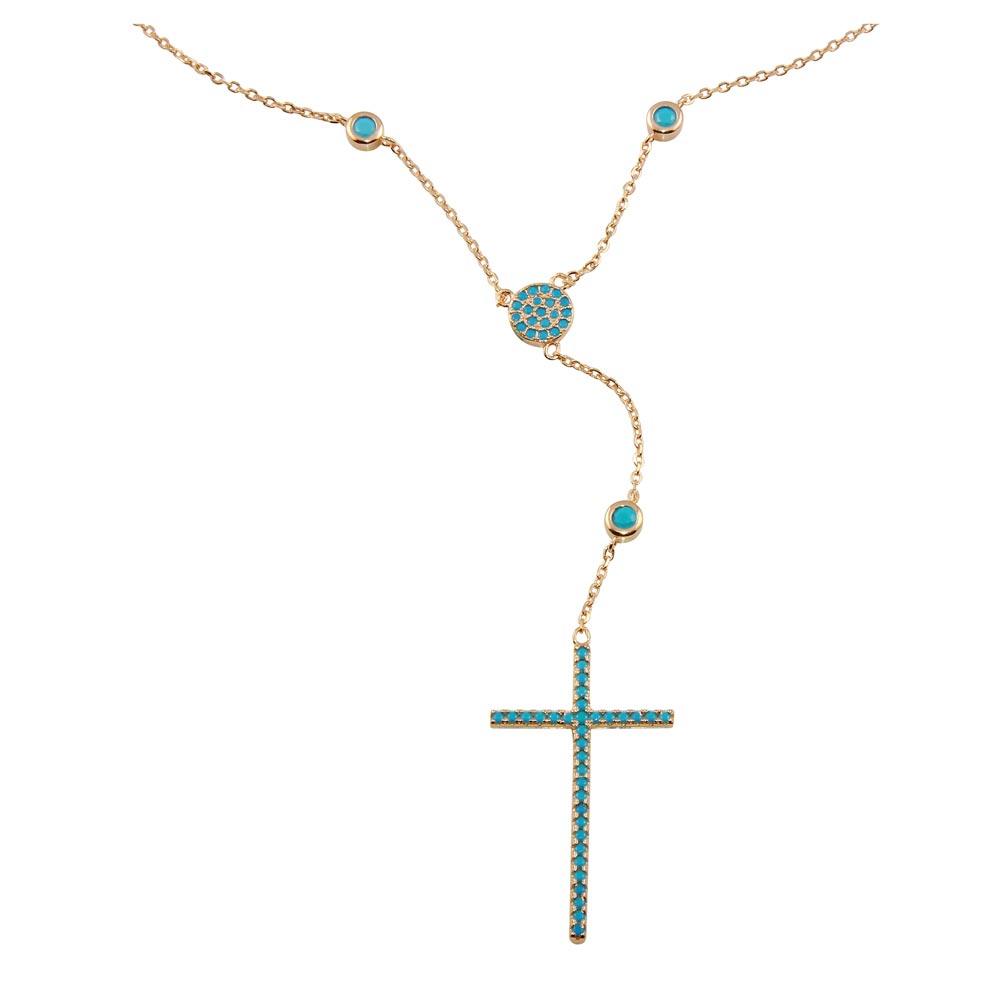 Rose Gold Plated 925 Sterling Silver Rosary Necklace - STP01513RGP