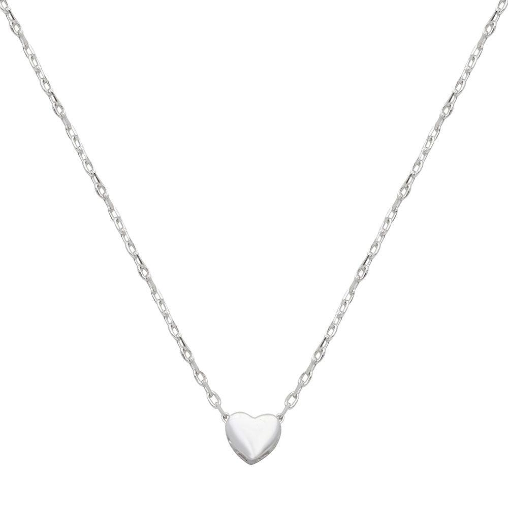 Rhodium Plated 925 Sterling Silver Small Heart Necklace - STP01543