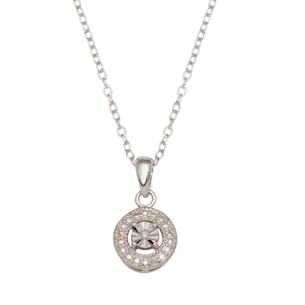 Rhodium Plated 925 Sterling Silver Round Necklace - STP01640