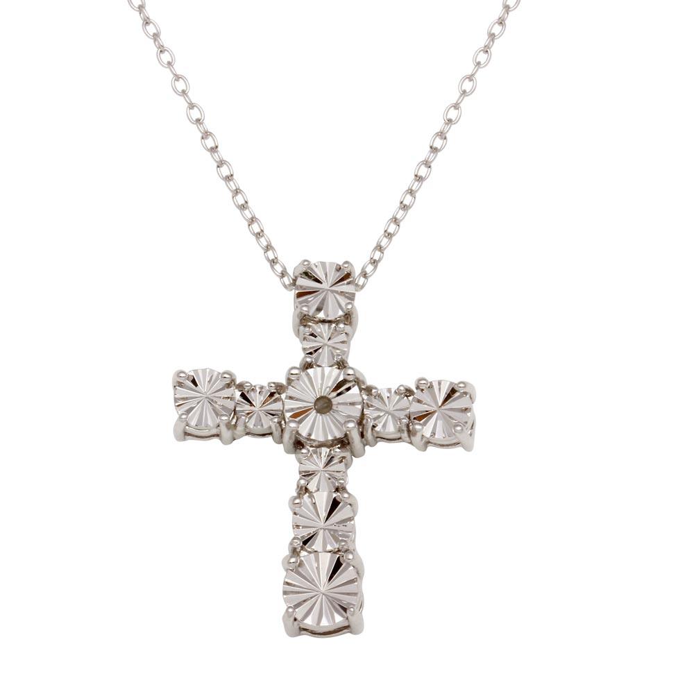 Rhodium Plated 925 Sterling Silver Cross Necklace - STP01643