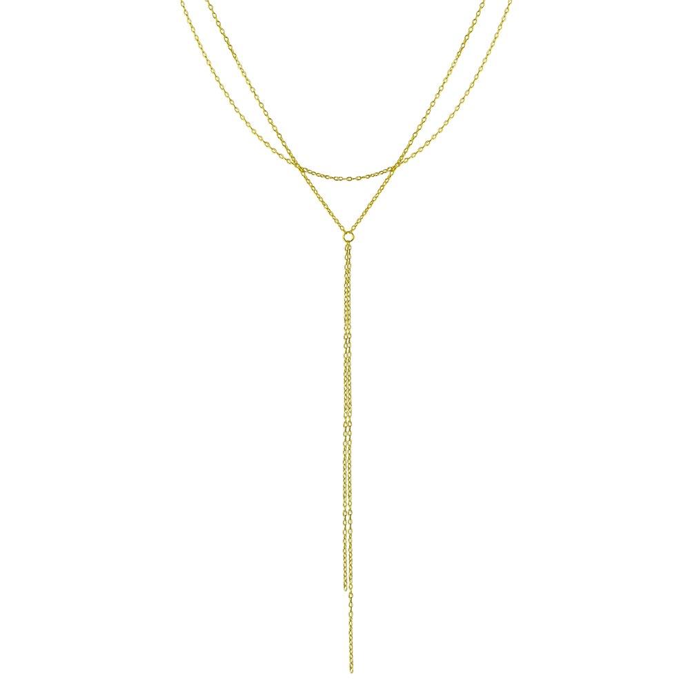 Gold Plated 925 Sterling Silver Dangling Chain Necklace - STP01697GP