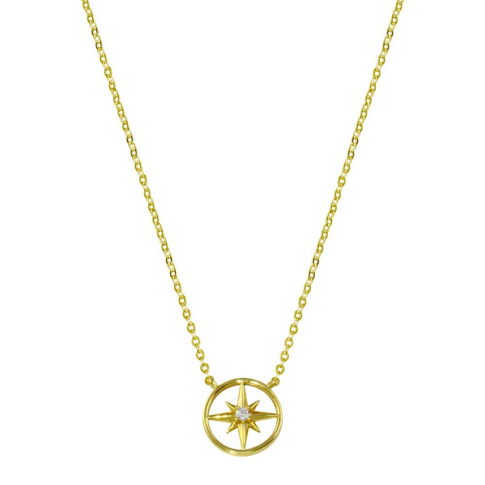 Gold Plated 925 Sterling Silver Northern Star Necklace - STP01774GP