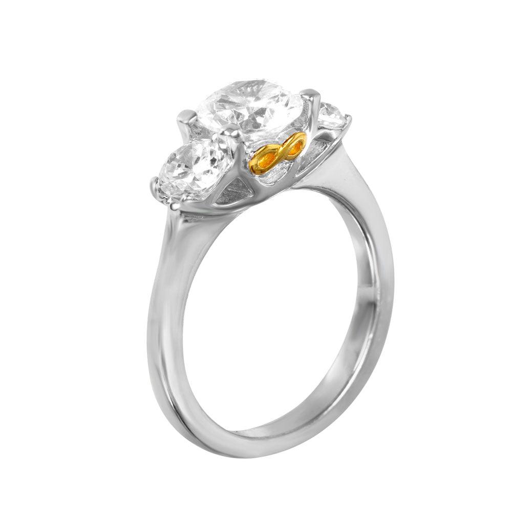 Silver 925 Rhodium and Gold Plated Infinity CZ Past Present Future Ring - STR00195