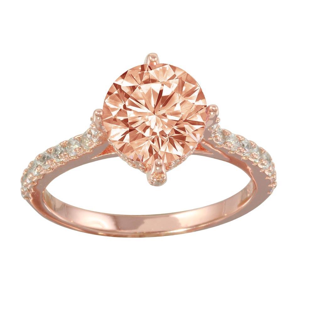 Rose Gold Plated 925 Sterling Silver Pink CZ Ring - STR01098