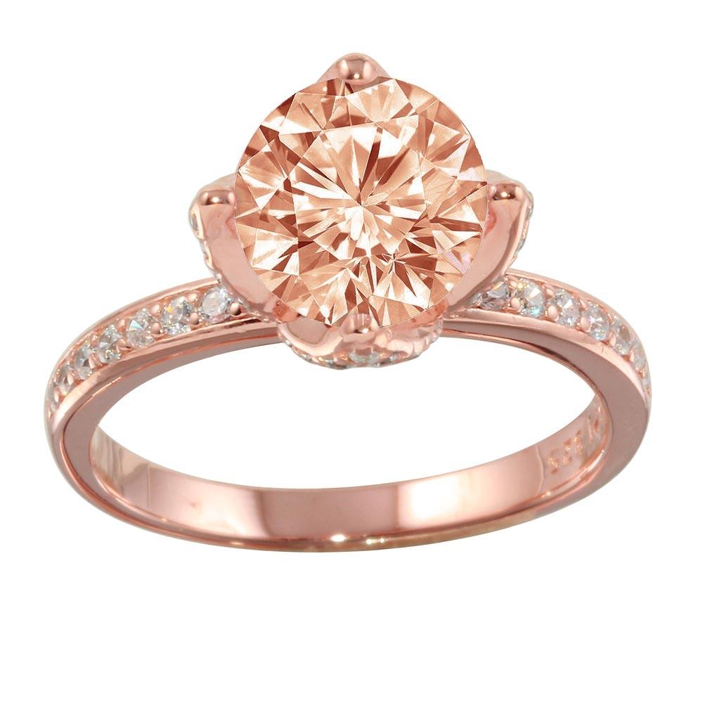 Rose Gold Plated 925 Sterling Silver CZ Ring - STR01099