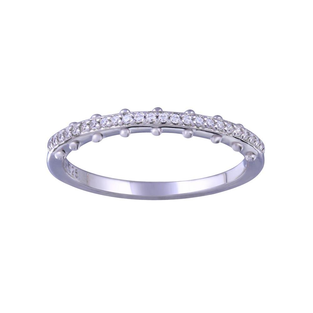 Rhodium Plated 925 Sterling Silver Half Eternity Clear CZ Ring - STR01154