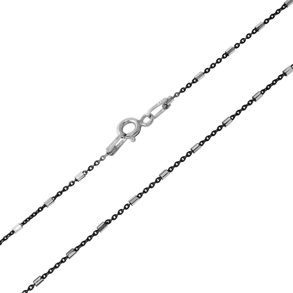 Black Rhodium Plated 925 Sterling Silver Tube 2 DC Link B-W Chain - CH250 RH