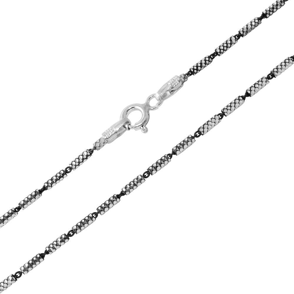 Black Rhodium Plated 925 Sterling Silver Tube 2 Brite Close FT B-W 030 Chain - CH255 BLK