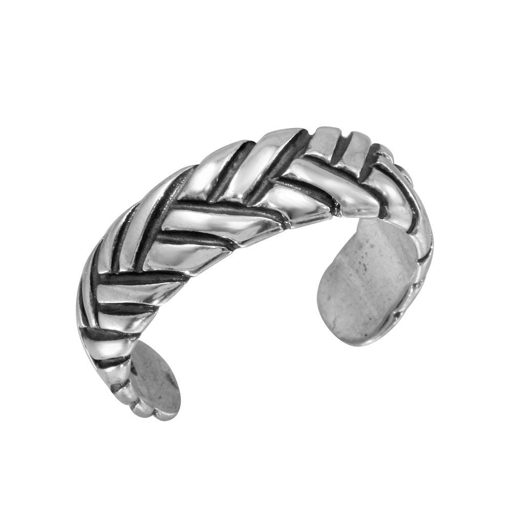 Silver 925 Braided Adjustable Toe Ring - TR115-A