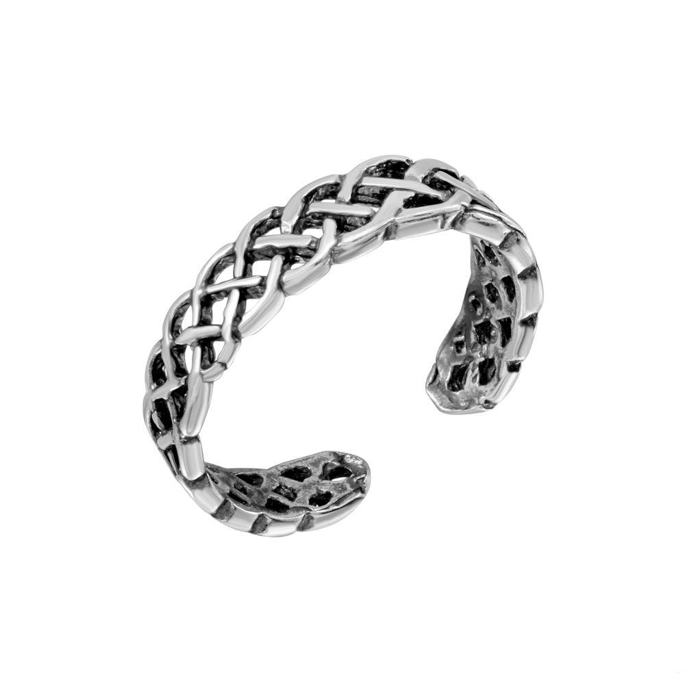 Silver 925 Weave Interlacing Adjustable Toe Ring - TR209-A