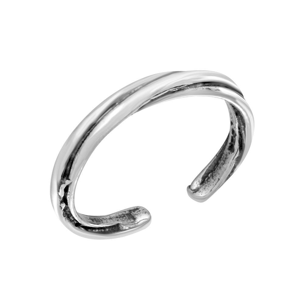 Silver 925 2 Line Twist Adjustable Toe Ring - TR288-A