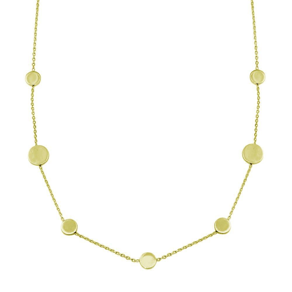 Gold Plated 925  Sterling Silver  7 Disc Necklace - VGC16GP