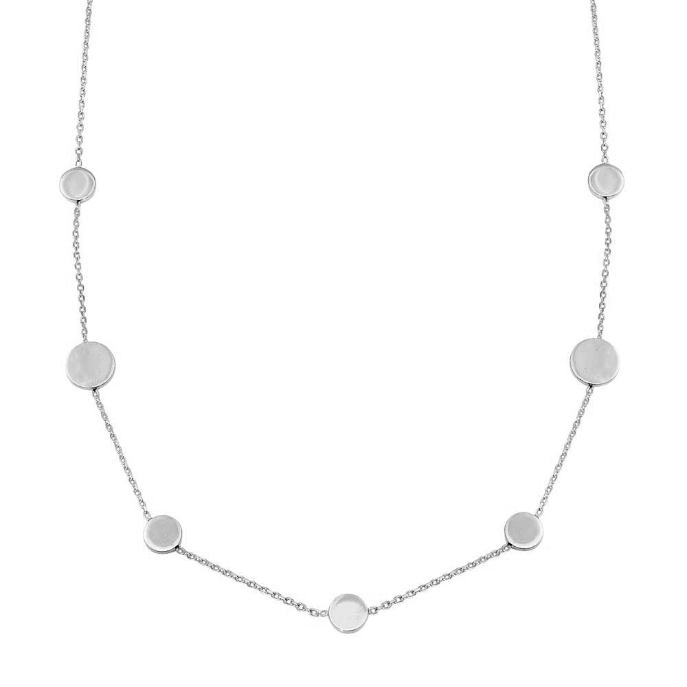 Rhodium Plated 925 Sterling Silver 7 Disc Necklace - VGC16RH