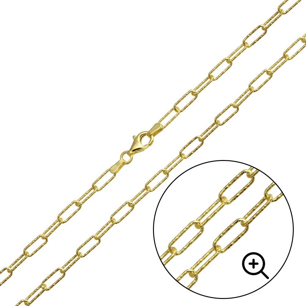 Silver Gold Plated Diamond Cut Paperclip Link Chain 3.2mm - VGC20 GP