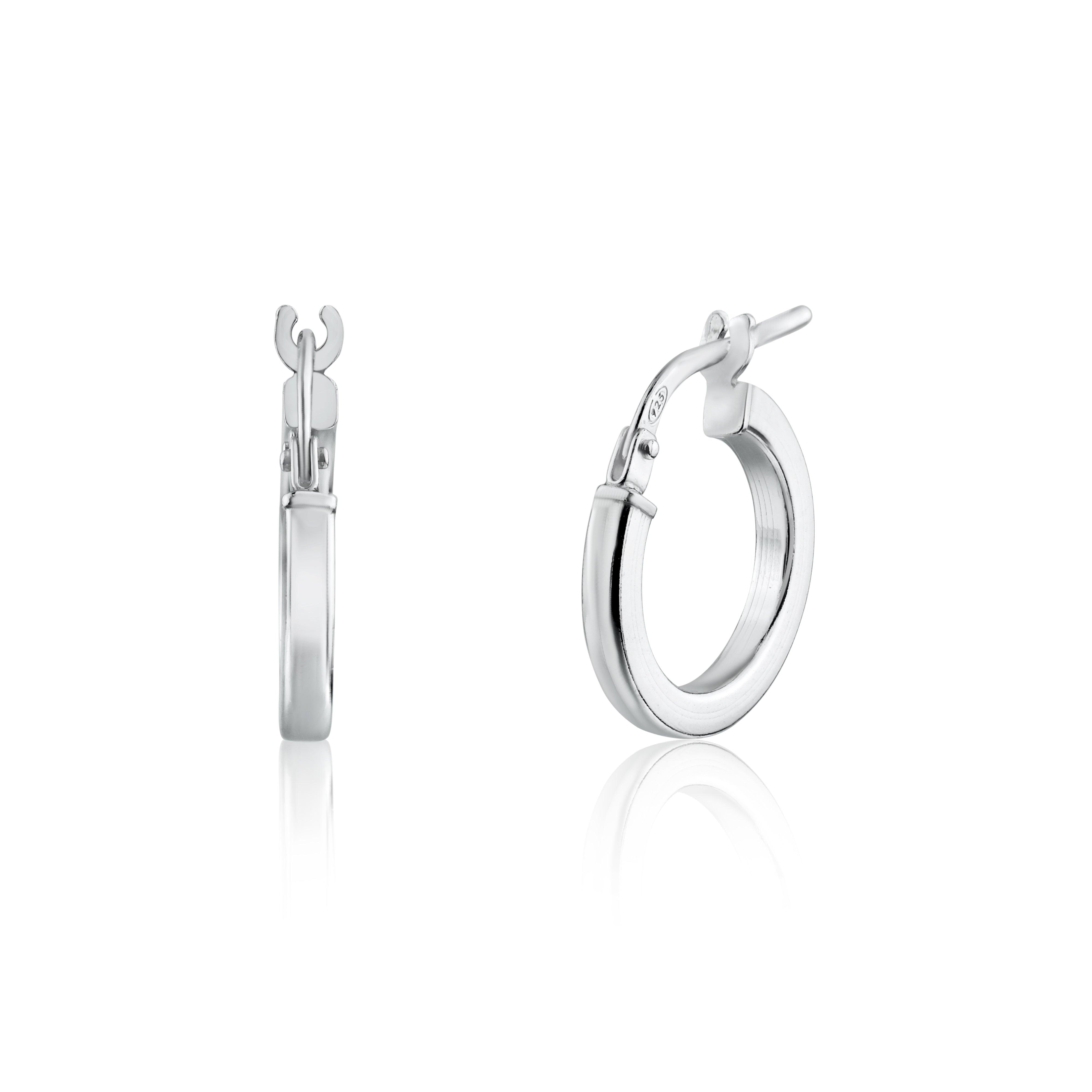 Rhodium Plated 925 Sterling Silver Silver 2mm Hoop Earring - ARE00026RH