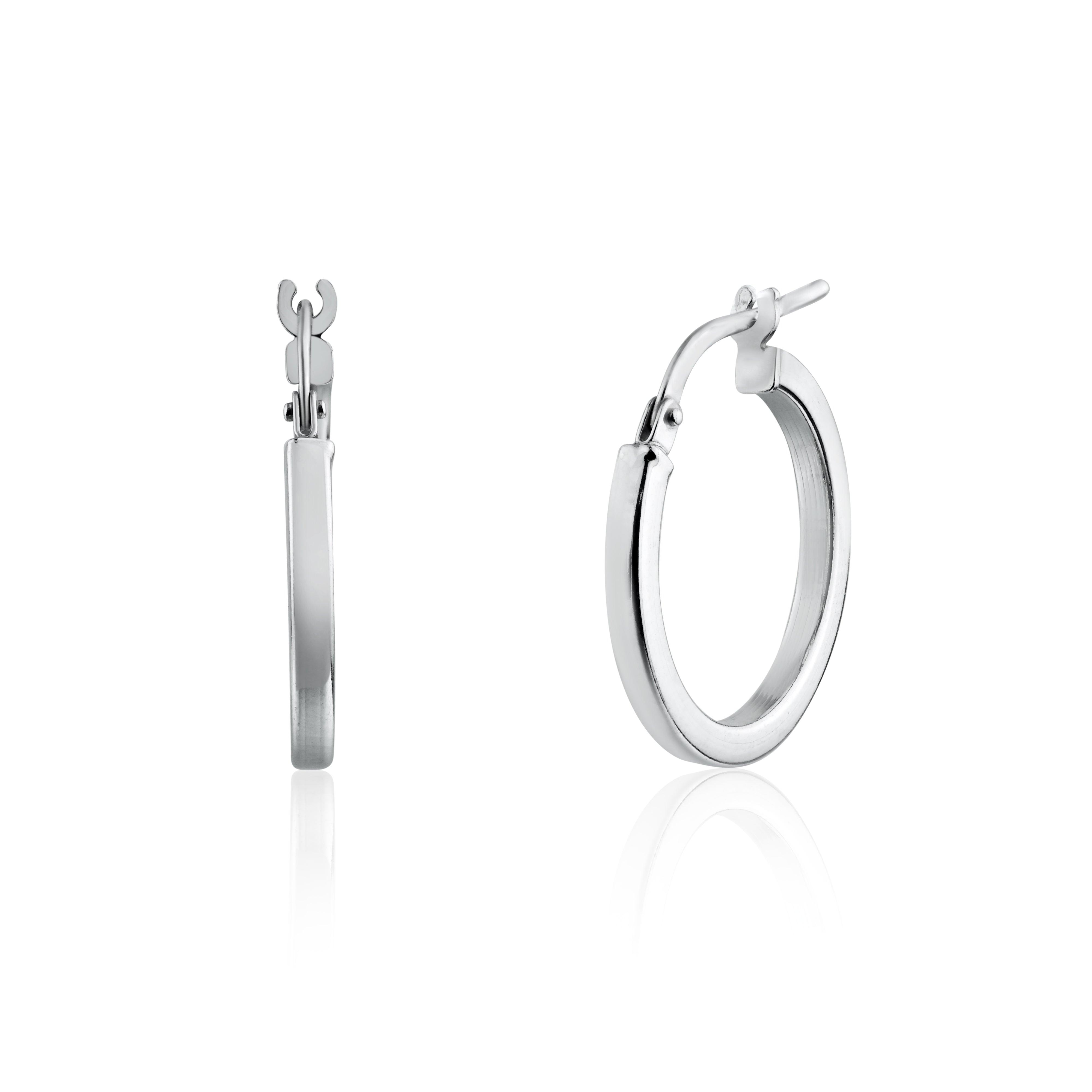 Rhodium Plated 925 Sterling Silver Silver 2mm Hoop Earring - ARE00026RH