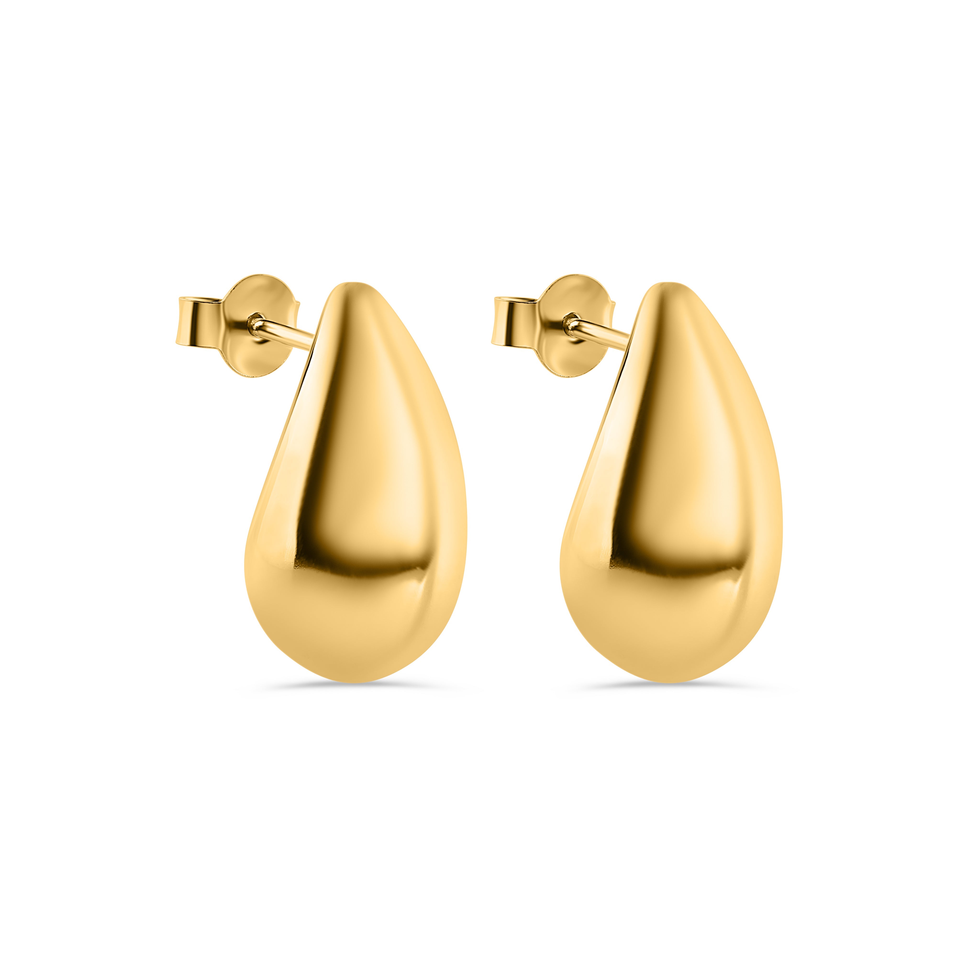 Gold Plated 925 Sterling Silver Pear Shaped 9.6mm x 19.7mm Stud Earring - ARE00043GP