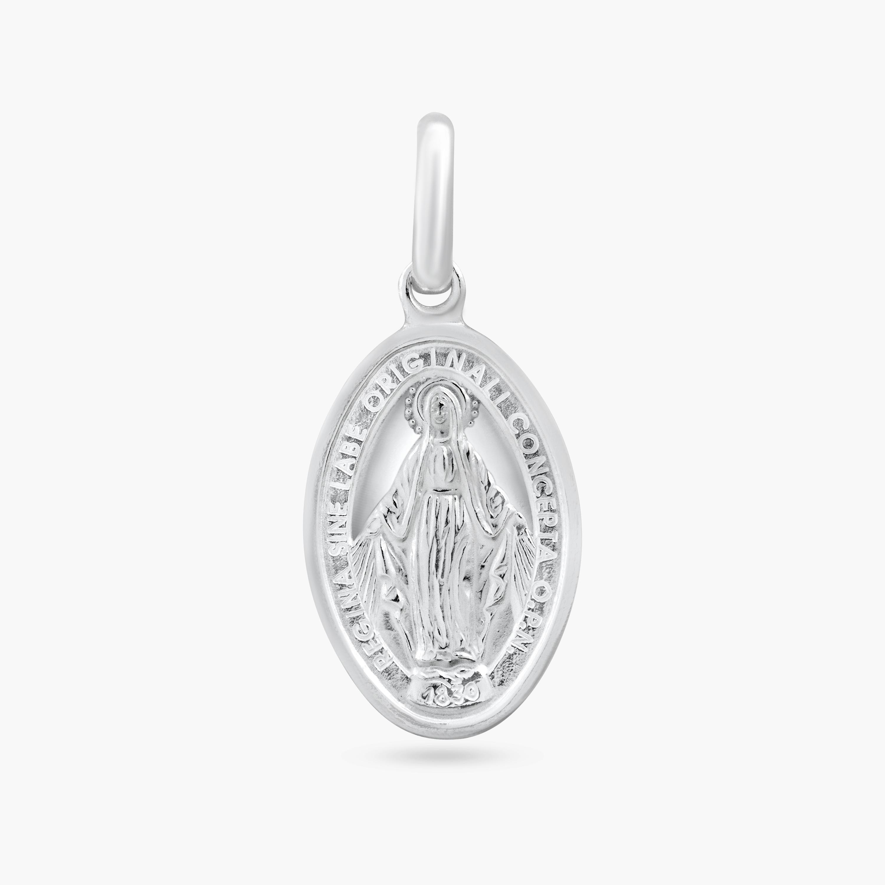 Rhodium Plated 925 Sterling Silver Engravable Virgin Mary Pendant - ARP00049