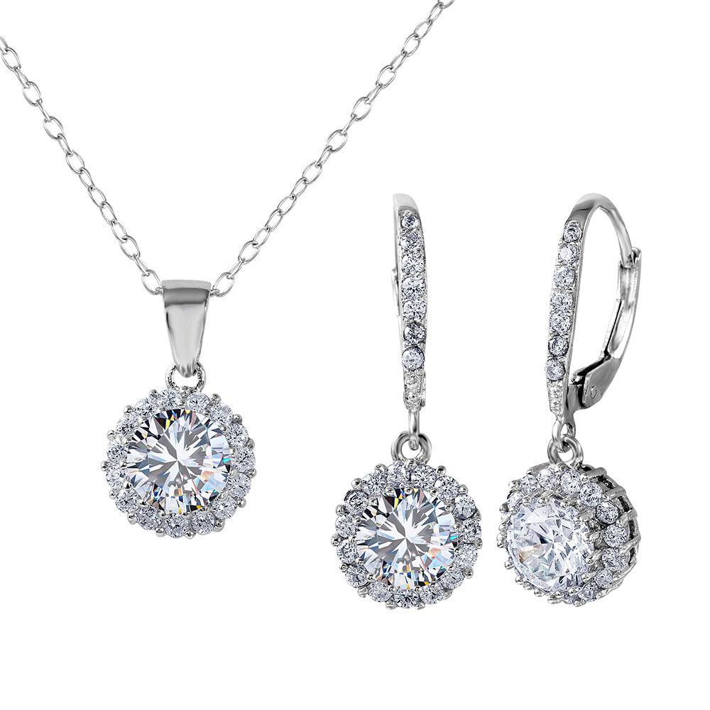 Silver 925 Rhodium Plated Halo Set - BGS00463