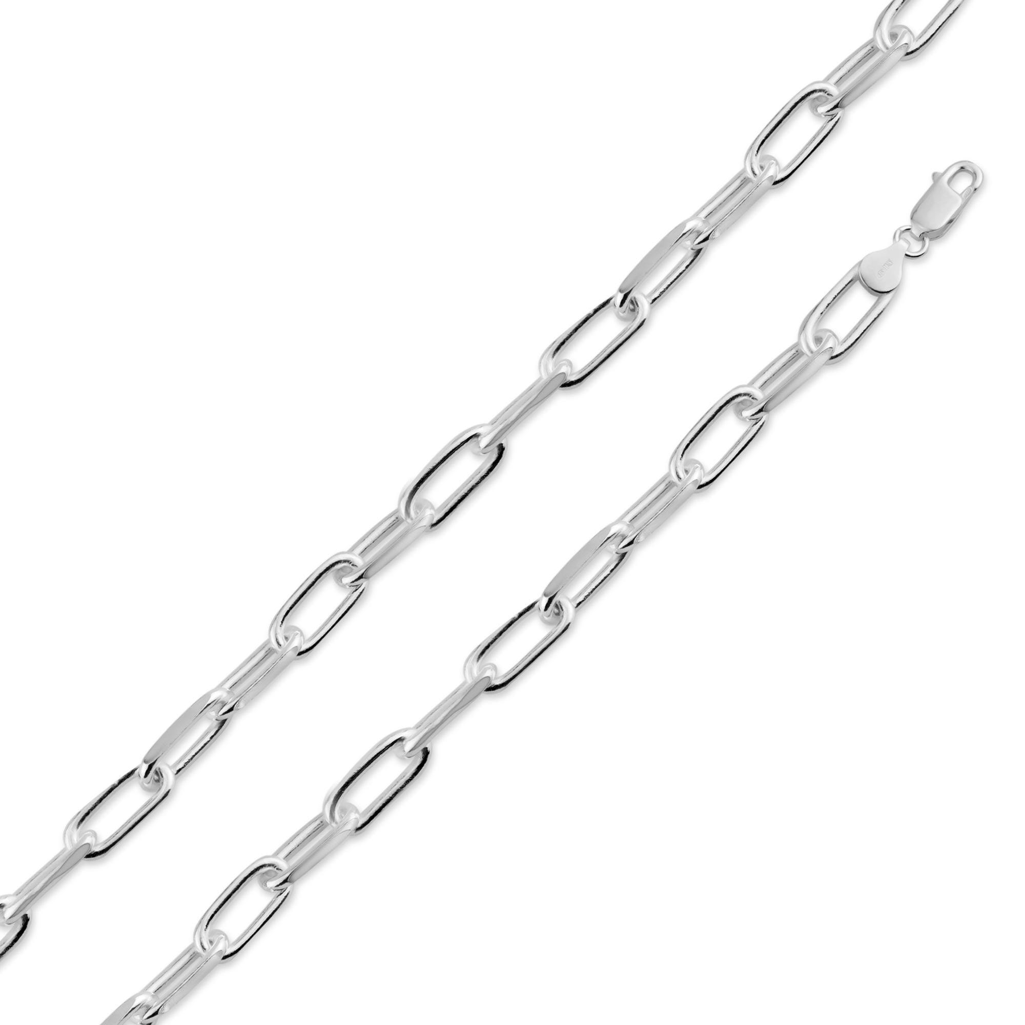 925 Sterling Silver Diamond Cut Paperclip Link Chain 7mm - CH20