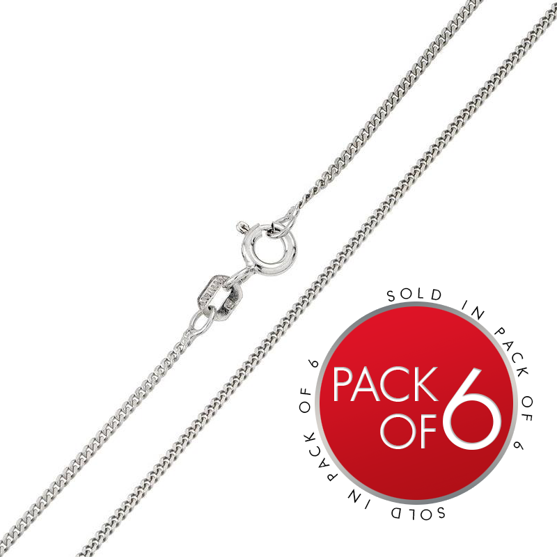 Silver 925 Rhodium Plated Super Flat Curb 035 Chain 1.2mm (6-Pack) - CH300 RH