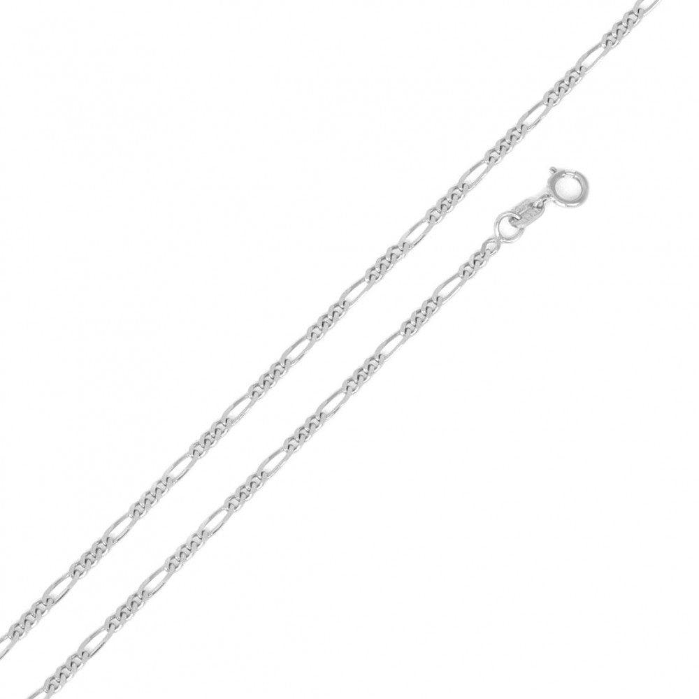 Rhodium Plated 925 Sterling Silver Figaro 035 Chain 1.2mm - CH1-035 RH