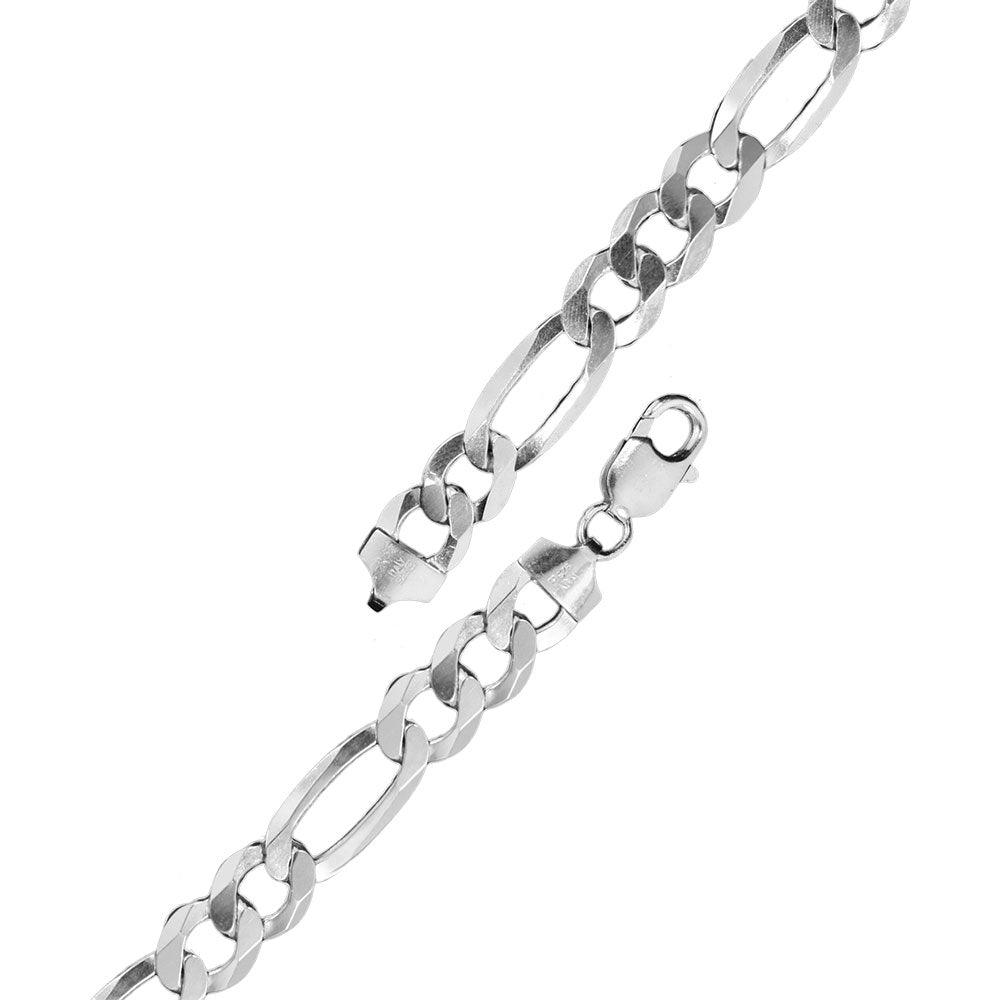 Rhodium Plated 925 Sterling Silver Flat Light Weight Figaro 150 Chain 5mm - CH1-150 RH