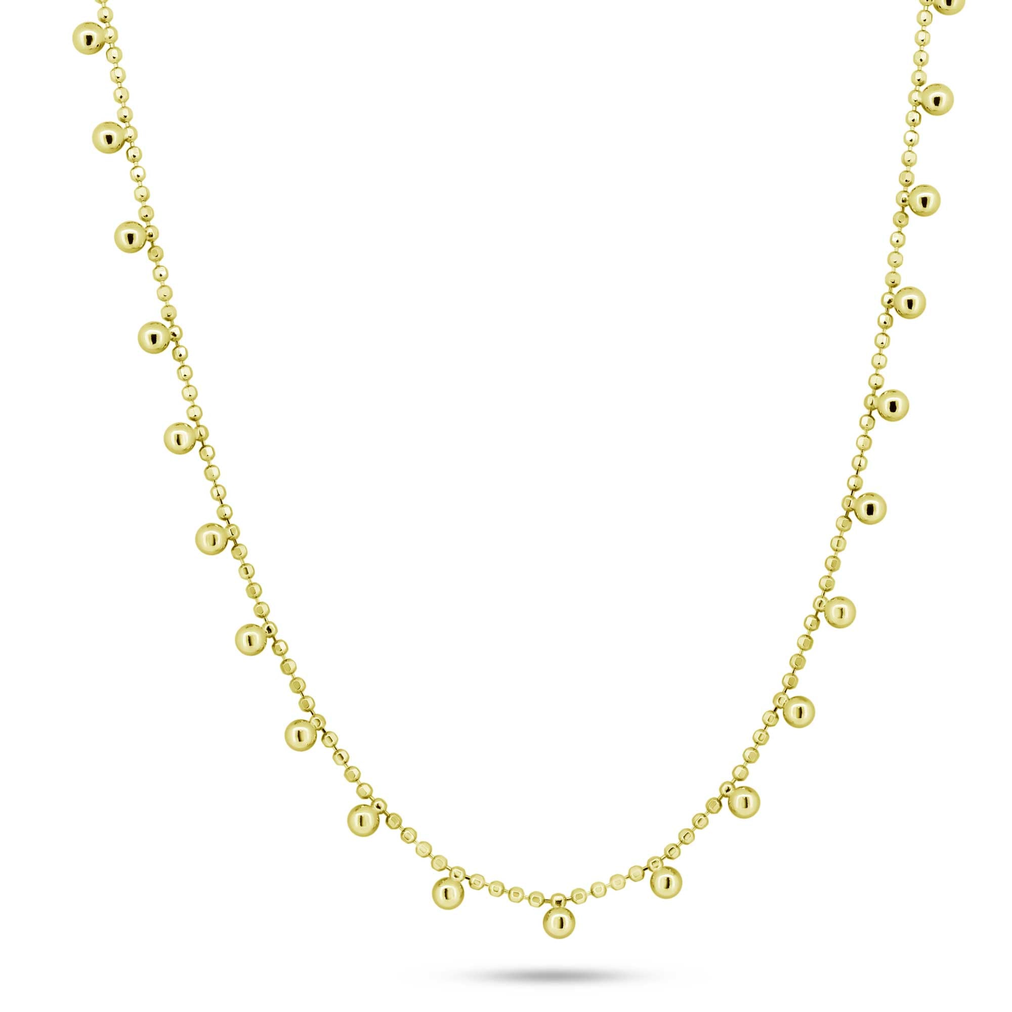 Gold Plated 925 Sterling Silver Multi Beaded Dangling Necklace - GCP00005-GP