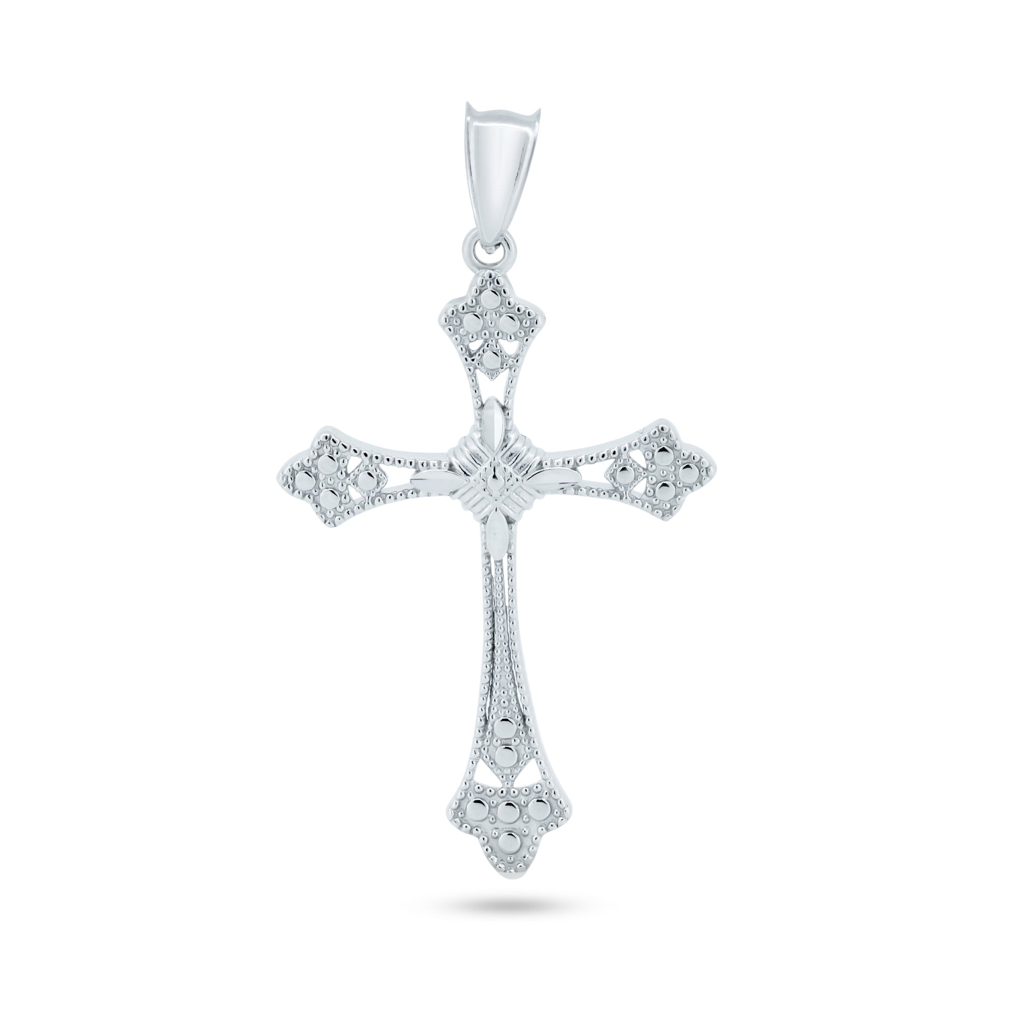 Rhodium Plated 925 Sterling Silver Cross Pendant - GMP00109