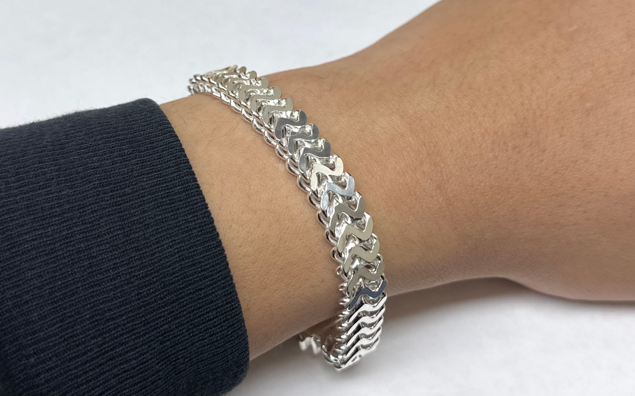 Sterling Silver High Zig Zag Bracelet 9.7mm - CHHB001