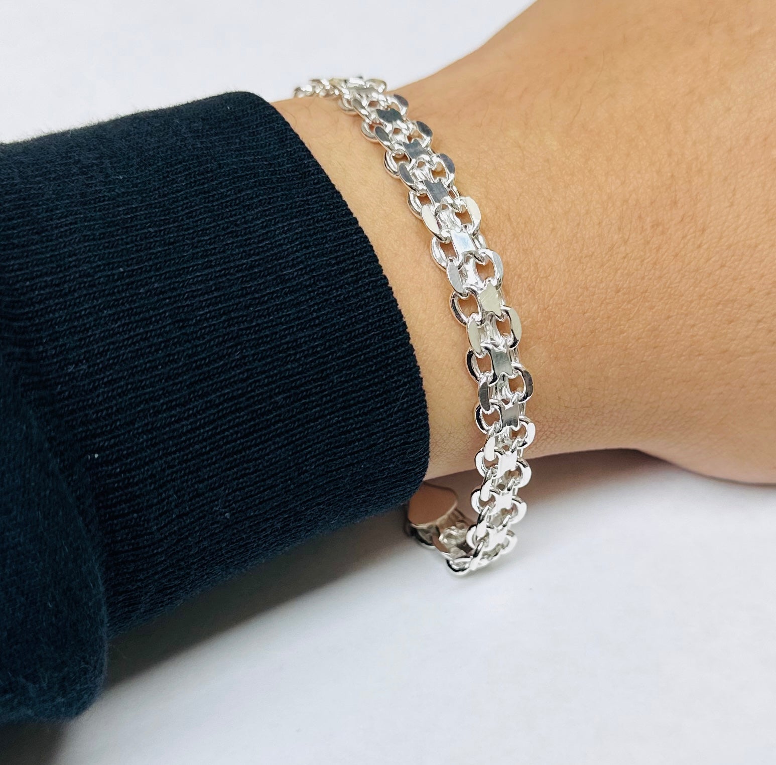 Sterling Silver Double Link Bracelet 7.8mm - CHHB004