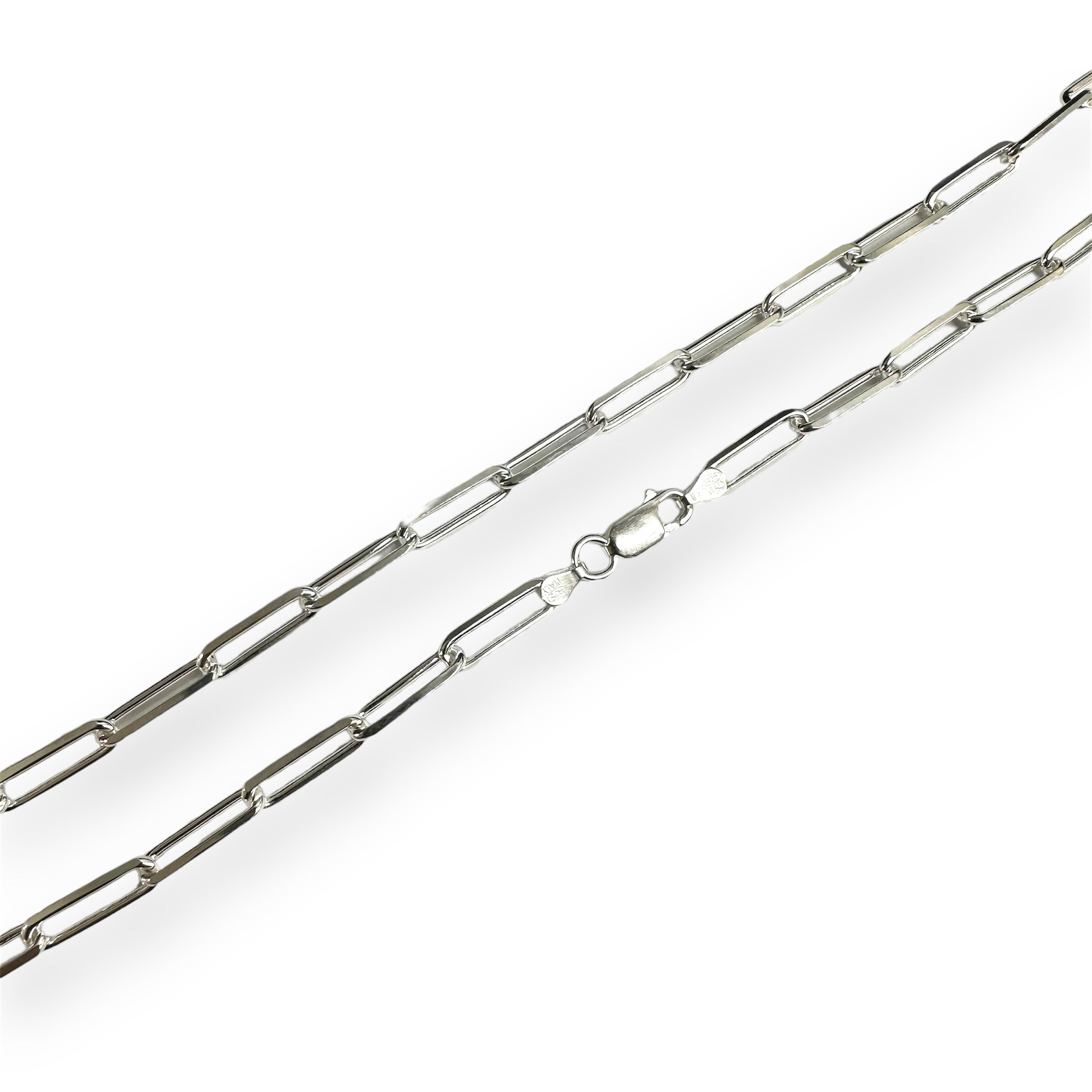 925 Sterling Silver Diamond Cut Paperclip 120 Link 4.3mm Chain - CH27