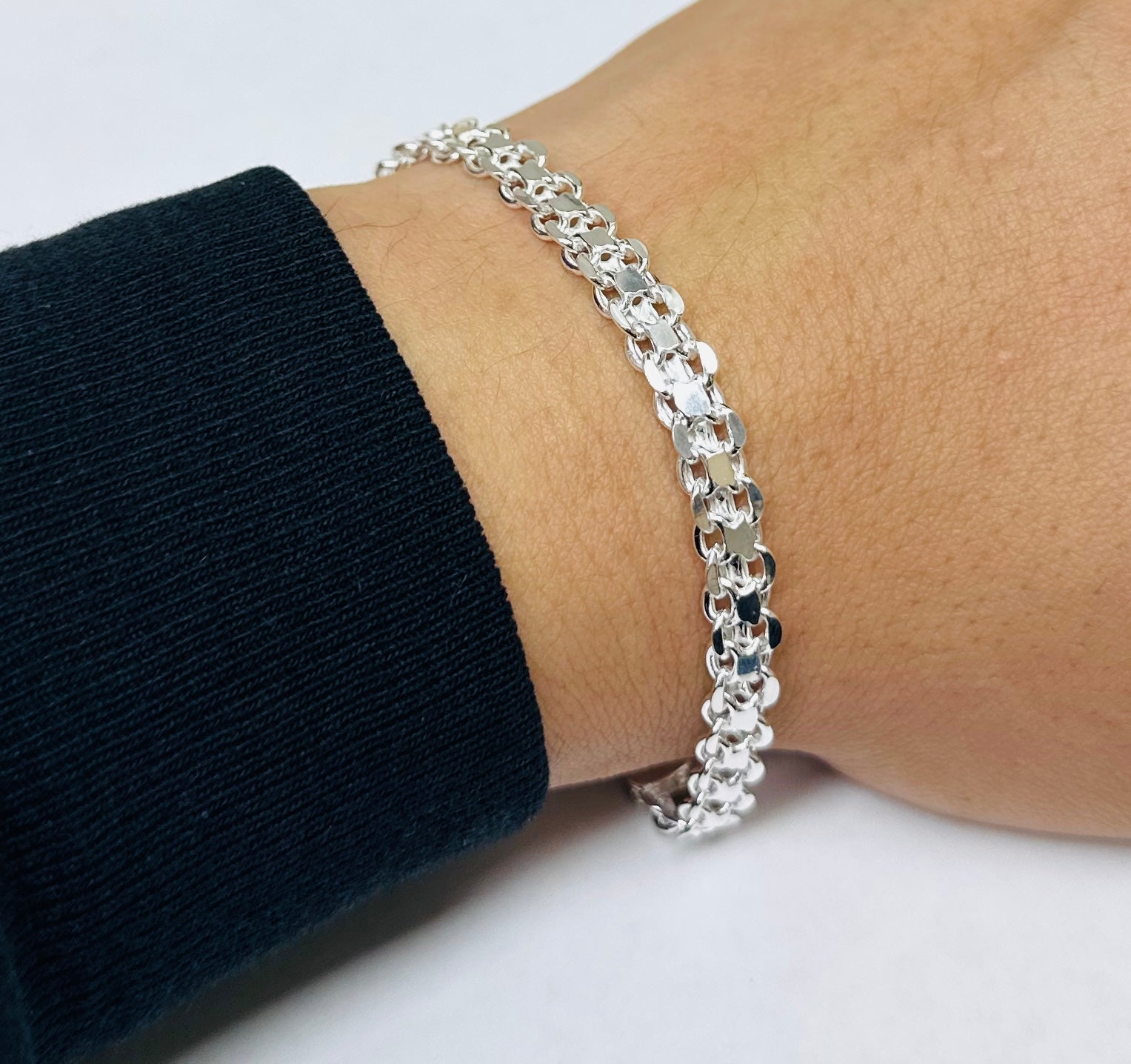 Sterling Silver Double Link Bracelet 6.5mm - CHHB005