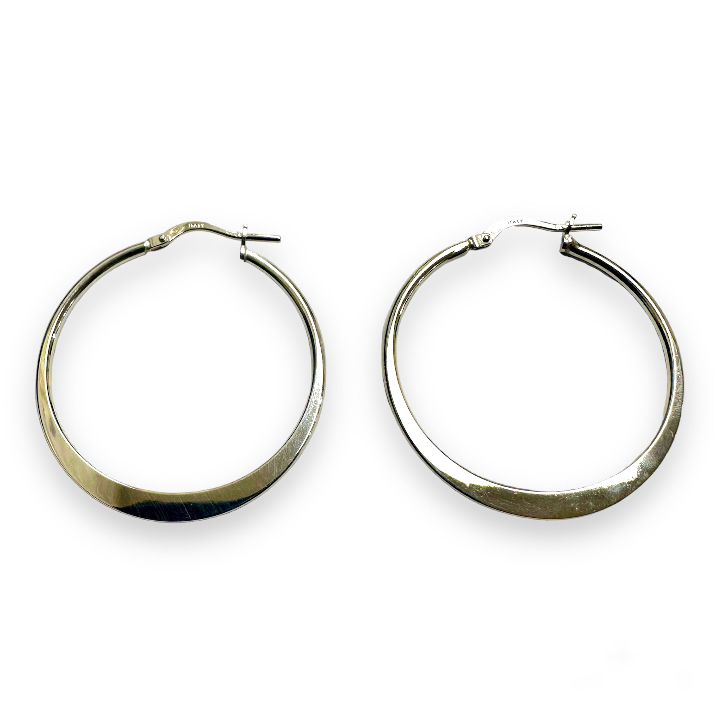 Rhodium Plated 925 Sterling Silver Sterling Silver 1.5mm Hoop Latch Back Earrings - ARE00033RH