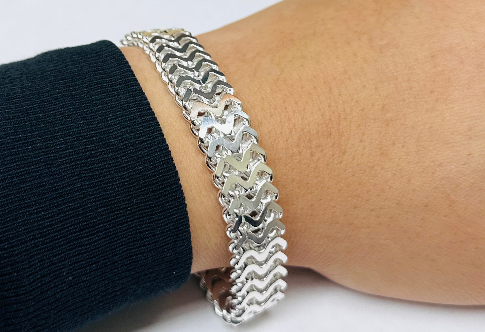 Sterling Silver High Zig Zag Bracelet 13.6mm - CHHB003