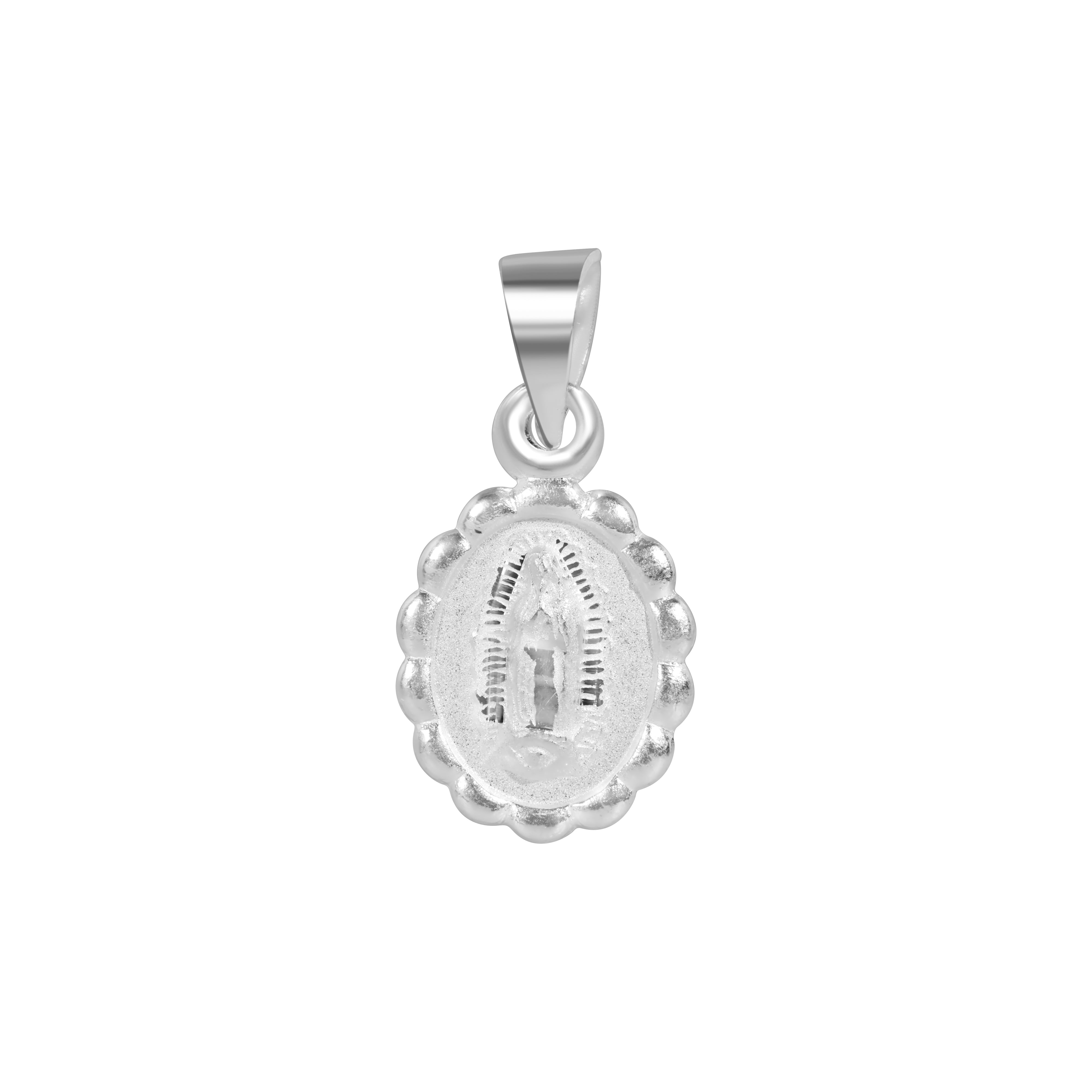 925 Sterling Silver High Polished Diamond Cut Guadalupe Pendant - JCA004-1