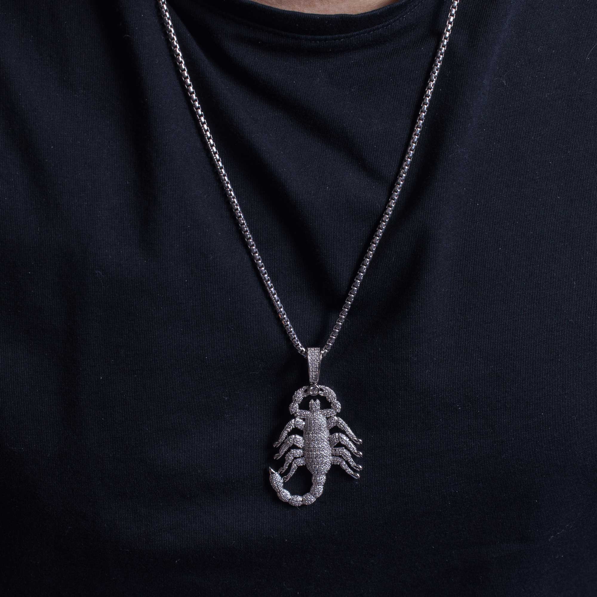 Rhodium Plated 925 Sterling Silver Scorpion Hip Hop Pendant - SLP00030