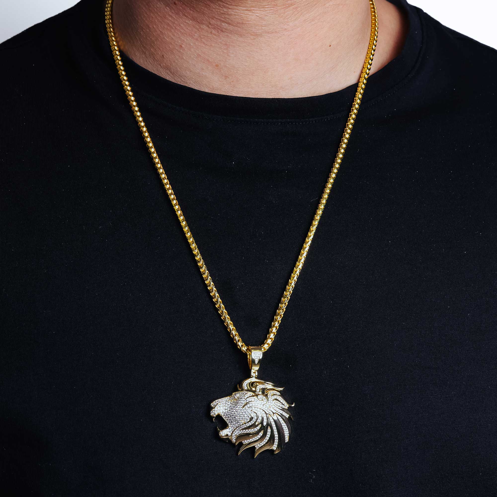 Gold Plated 925 Sterling Silver CZ  Lion Hip Hop Pendant - SLP00275GP