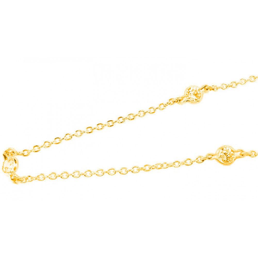 Silver 925 Gold Plated CZ By The Yard Necklace - STP00039GP