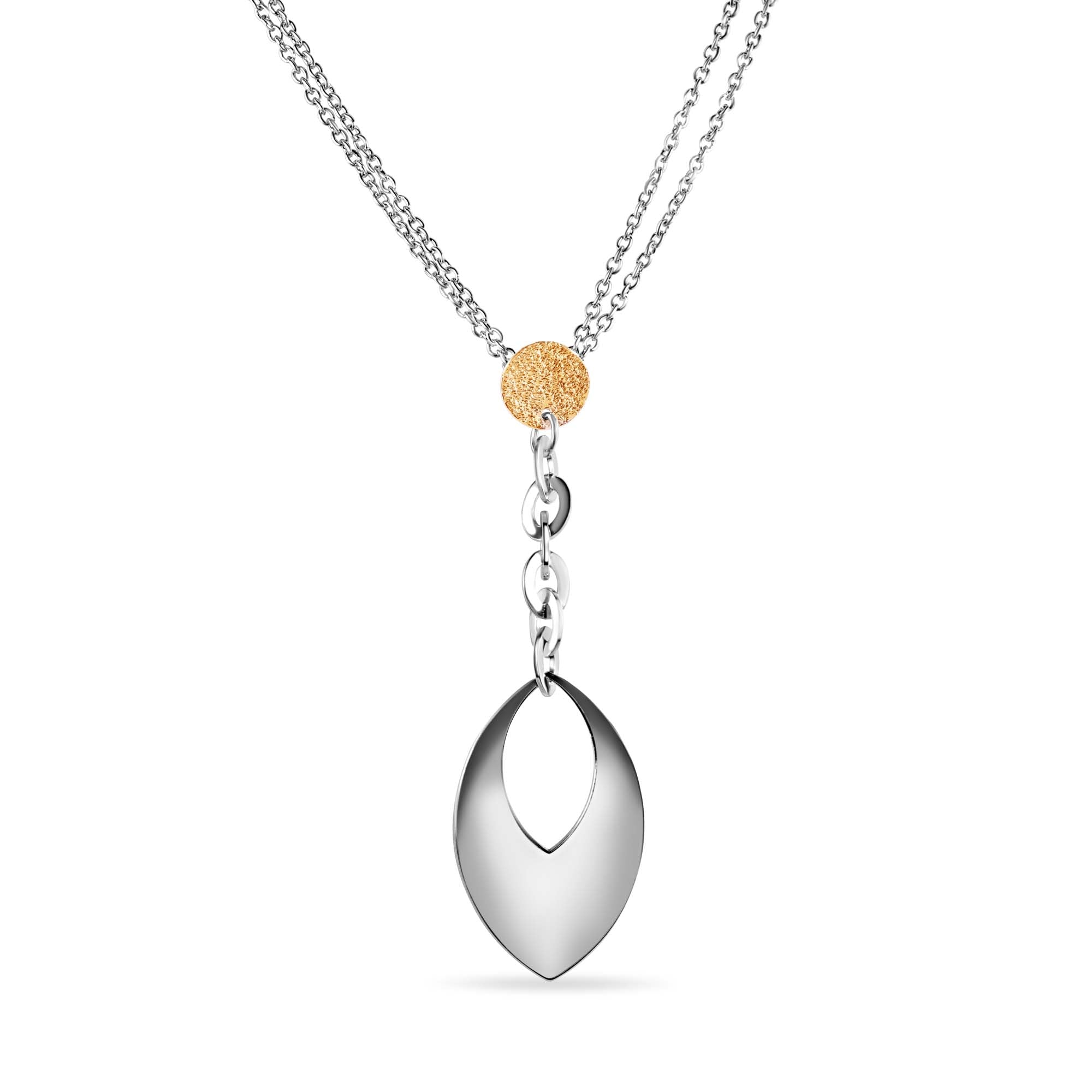 Silver 925 Rhodium and Gold Plated Dangling Teardrop Necklace - STP00447