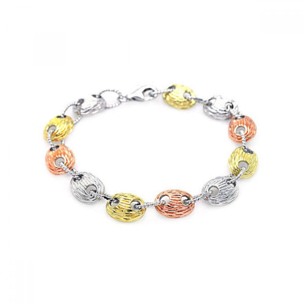 Closeout-Silver 925 Rhodium Plated Multicolor Round Bracelet - BGB00025