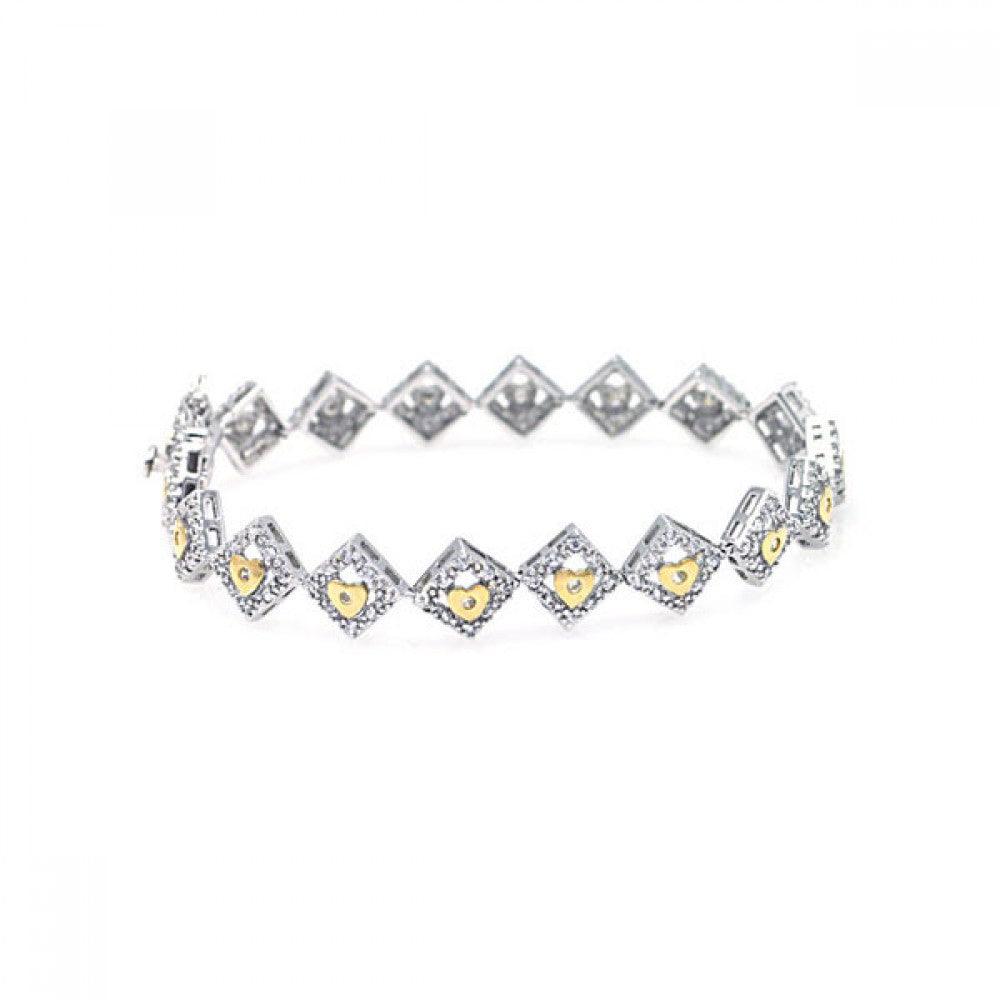 Silver 925 Rhodium Plated Multiple Yellow Round CZ Bracelet - BGB00026